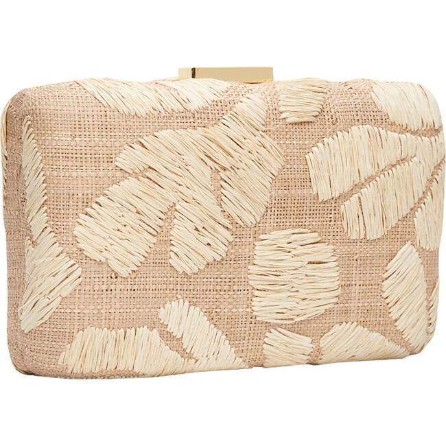 Women's Frances Hand Embroidered Rafia Clutch, Natural - Bags - 3