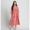 Women's Indira Long Sleeve Midmaxi Dress, Pink Posey Block Print - Dresses - 6