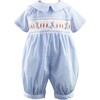 Bunny Hand-Smocked Babysuit, Blue Stripes And Ivory - Onesies - 1 - thumbnail