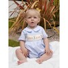 Bunny Hand-Smocked Babysuit, Blue Stripes And Ivory - Onesies - 2