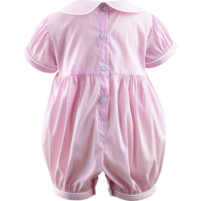 Bunny Hand-Smocked Babysuit, Pink Stripes And Ivory - Onesies - 3