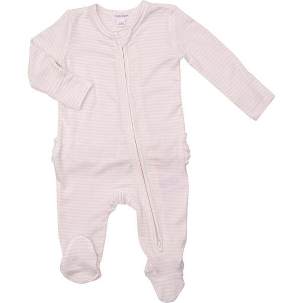 Angel Dear 2 Way Ruffle Back Zipper Footie-Heirloom Rose Stripe main image 0