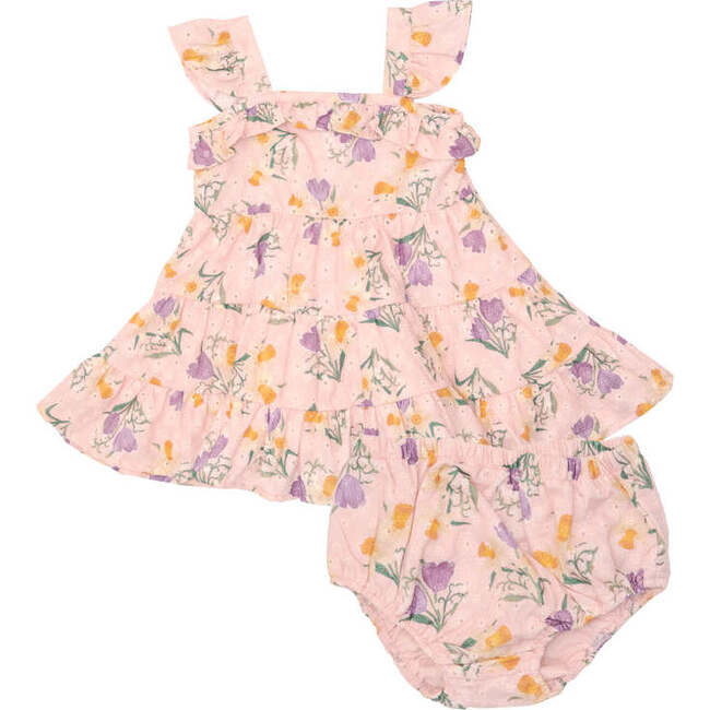 Eyelet Daffodil Bouqet 3 Tiered Ruffle Sundress & Diaper Cover