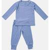 Long Sleeve Pajama Set With Shoulder Button, Blue Shadow - Pajamas - 1 - thumbnail