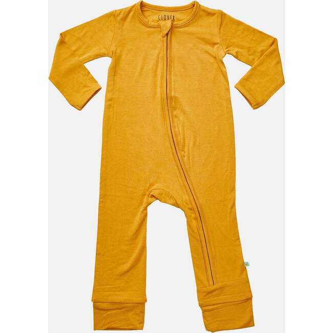 Zipper Romper With Ribbed Foot, Harvest