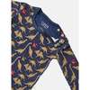 Dino Long Sleeve Pajama Set, Navy And Beige - Pajamas - 2 - thumbnail