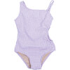One Shoulder Cutout One-Piece Swimsuit, Purple Gingham - One Pieces - 1 - thumbnail
