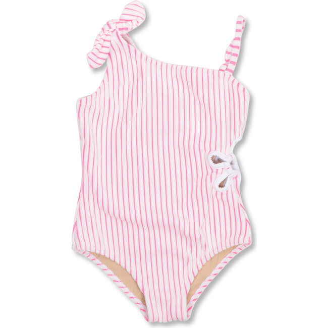Terry One-Piece Daisy Cutout, Berry Stripe - One Pieces - 1