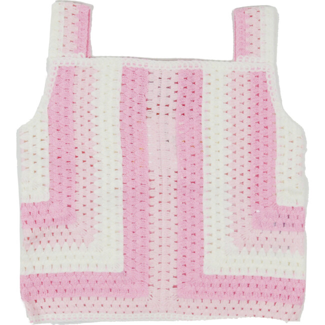 Cover-Up Crochet Top, Pink Tonal Stripe