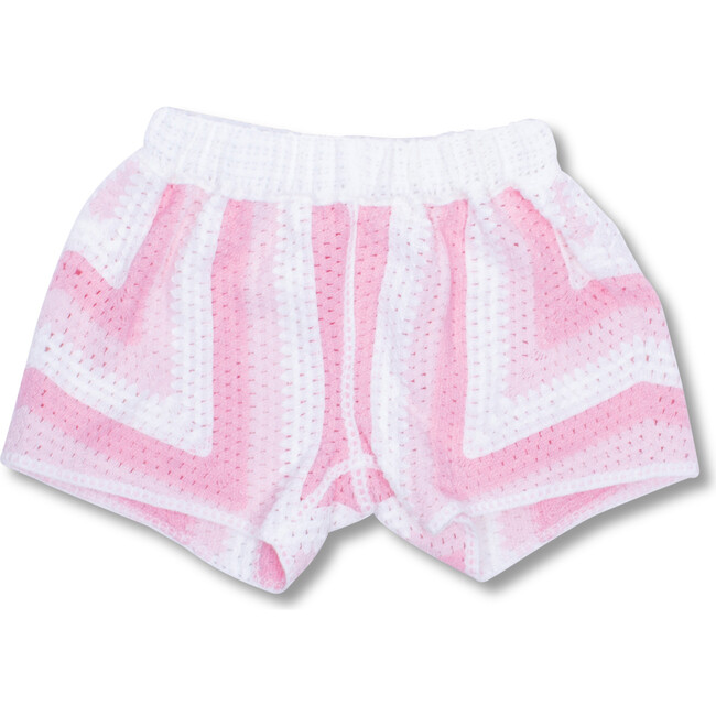 Cover-Up Crochet Shorts, Pink Tonal Stripe