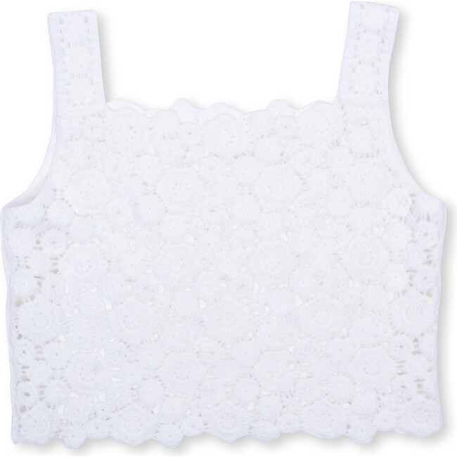 Cover-Up Crochet Top, White Daisy - Cover-Ups - 1