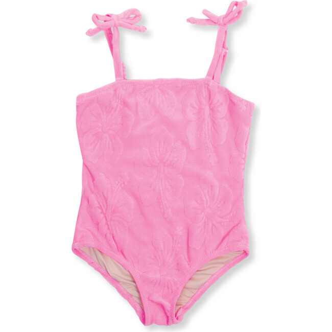 Terry One-Piece Swimsuit, Hibiscus Pink