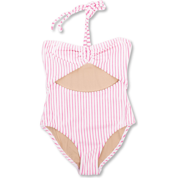 Terry Halter One-Piece Swimsuit, Berry Stripe - Shade Critters Swim ...