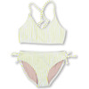 Terry Tie-Back Two-Piece Bikini, Lemon Stripe - Two Pieces - 1 - thumbnail