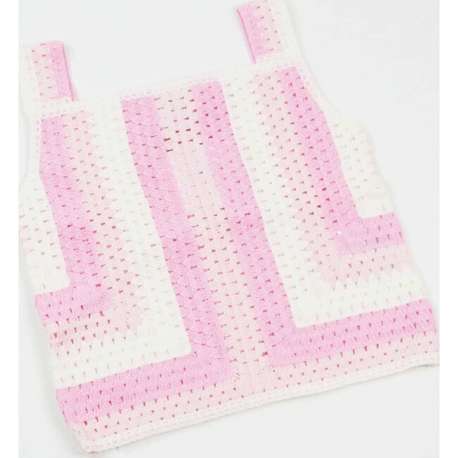 Cover-Up Crochet Top, Pink Tonal Stripe - Cover-Ups - 4