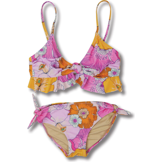 Ruffle Knot Two-Piece Bikini, Blooming Hibiscus - Two Pieces - 1