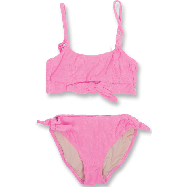 Terry Knot Two-Piece Bikini, Hibiscus Pink
