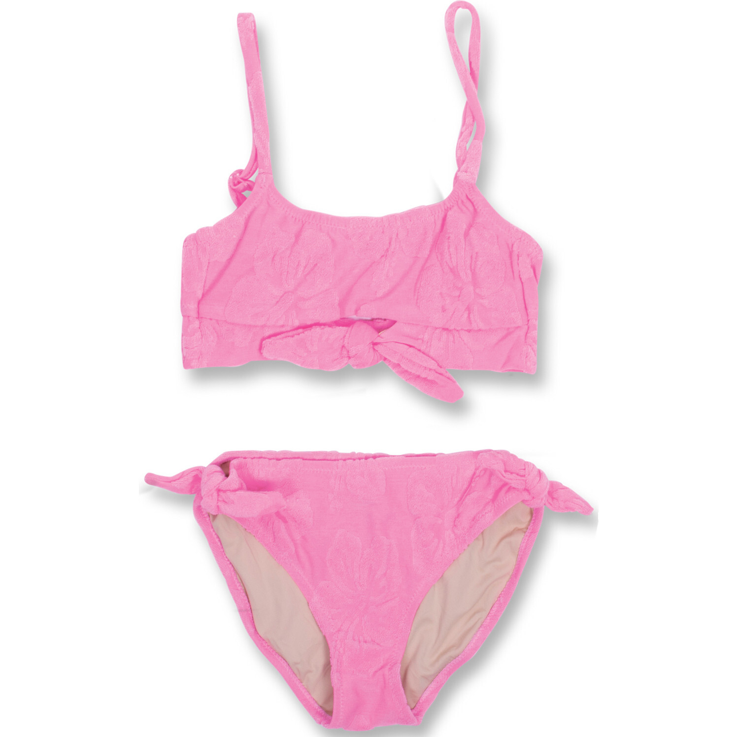 Terry Knot Two-Piece Bikini, Hibiscus Pink - Two Pieces - 1