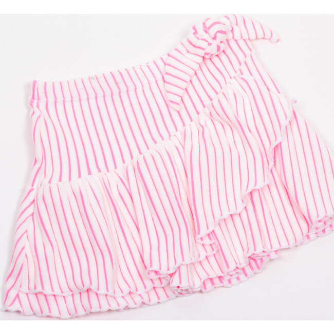 Terry Faux Wrap Ruffle Skirt, Berry Stripe - Cover-Ups - 4