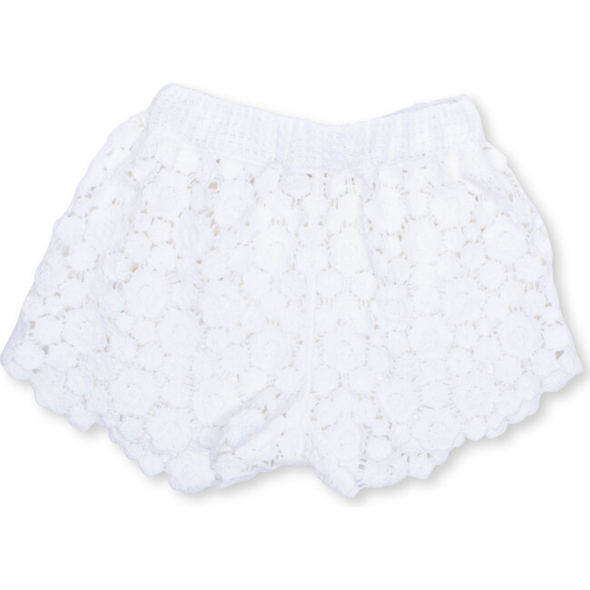 Cover-Up Crochet Shorts, White Daisy