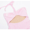 Terry Halter One-Piece Swimsuit, Berry Stripe - One Pieces - 4
