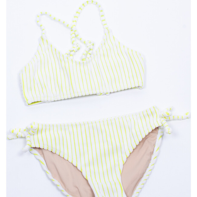 Terry Tie-Back Two-Piece Bikini, Lemon Stripe - Two Pieces - 4