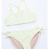 Terry Tie-Back Two-Piece Bikini, Lemon Stripe - Two Pieces - 4