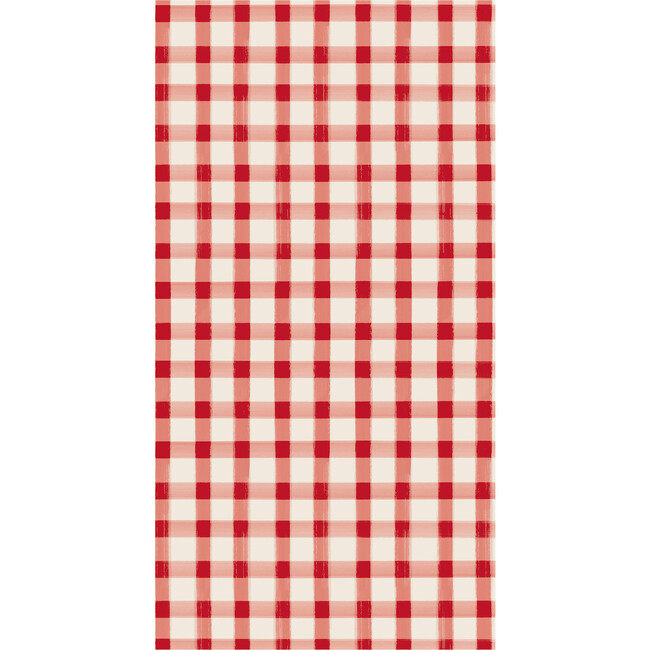 Red Painted Check Guest Napkin, Red And White