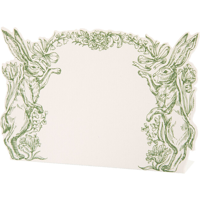 Greenhouse Hares Place Card, Green And White