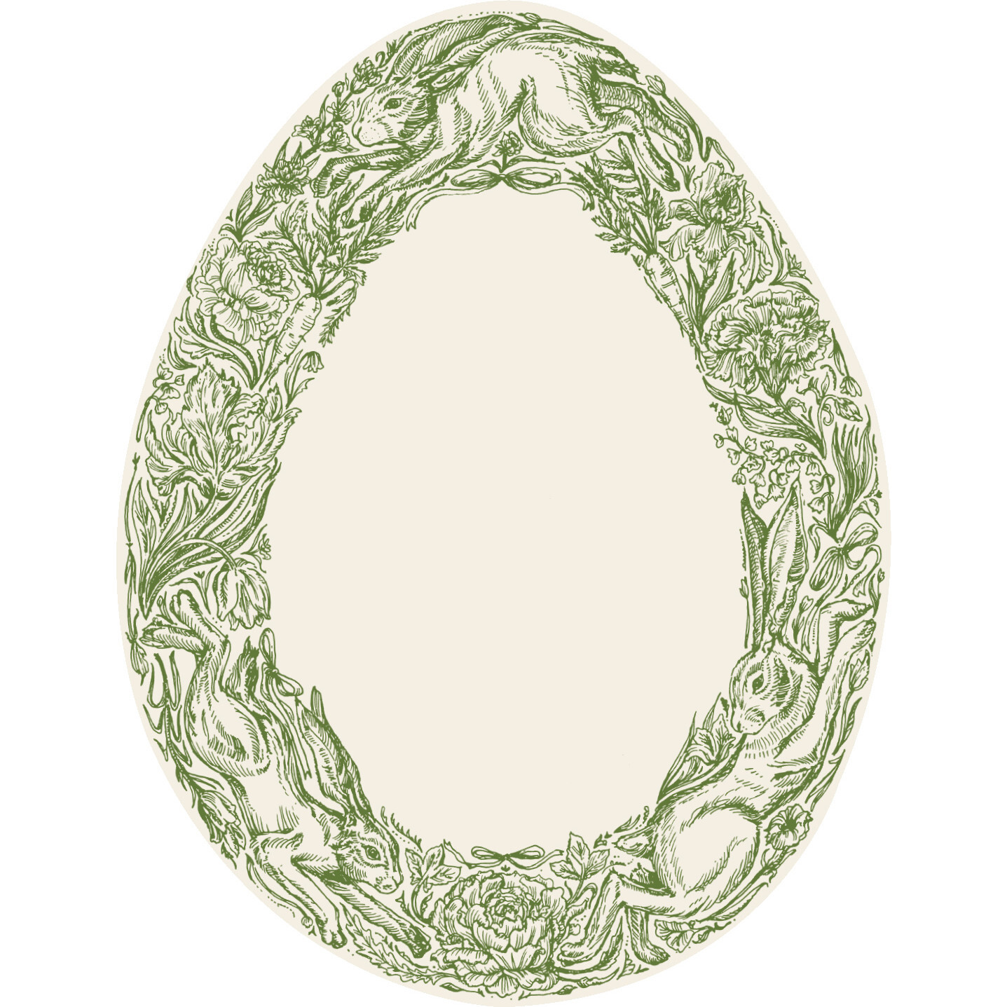 Greenhouse Hares Table Card, Green And White - Tabletop - 1