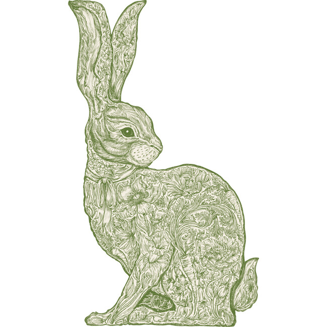 Die-Cut Greenhouse Hare Placemat, Green And White