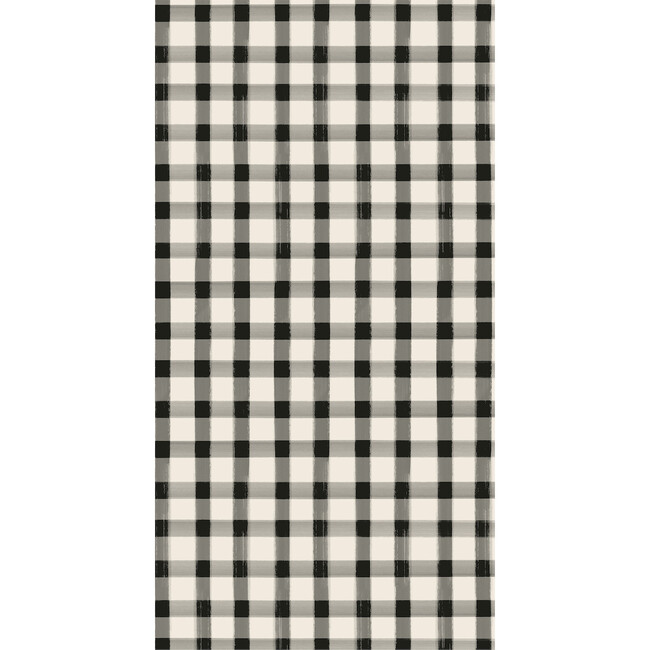 Black Painted Check Guest Napkin, Black And White - Tabletop - 1