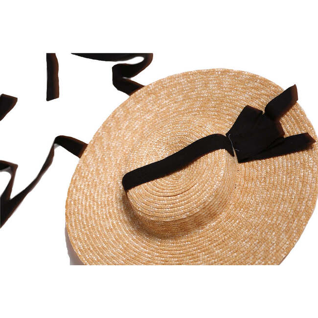 Zsofia Shallow Straw Boater With Ribbon, Kohl - Hats - 2