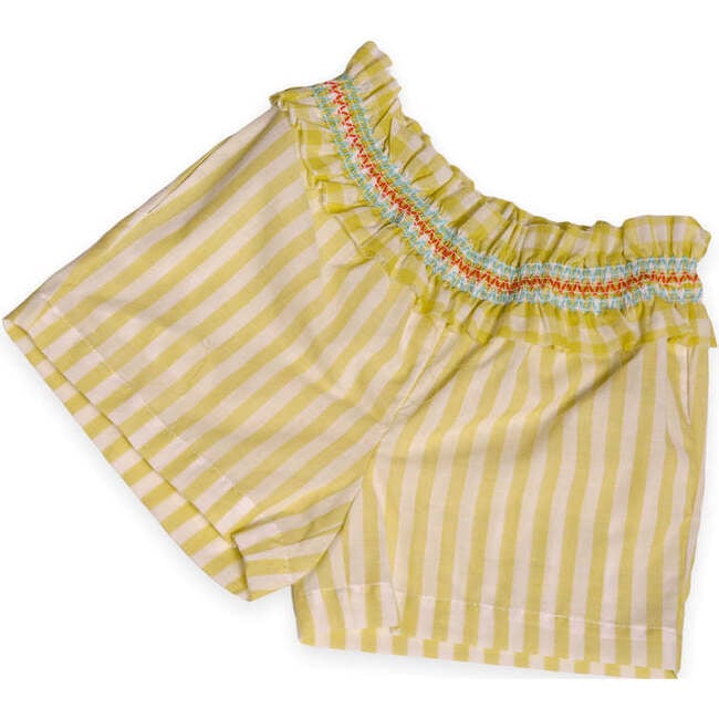 Sofia Smocked Walking Shorts, Aloe - Shorts - 4