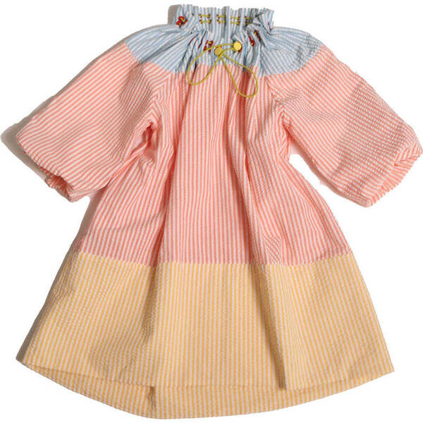 TIA CIBANI Crush Pleated Smock Dress - Rainbow