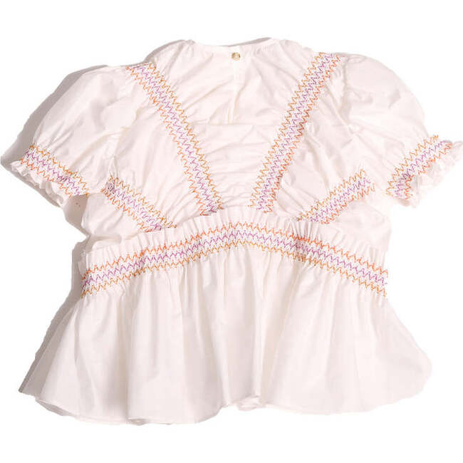 Pia Sunray Pleated And Smocked Blouse, Sugar - Blouses - 3