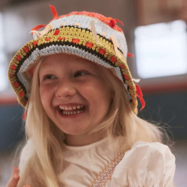 Camila Crochet Bucket Hat, Rainbow - Hats - 2