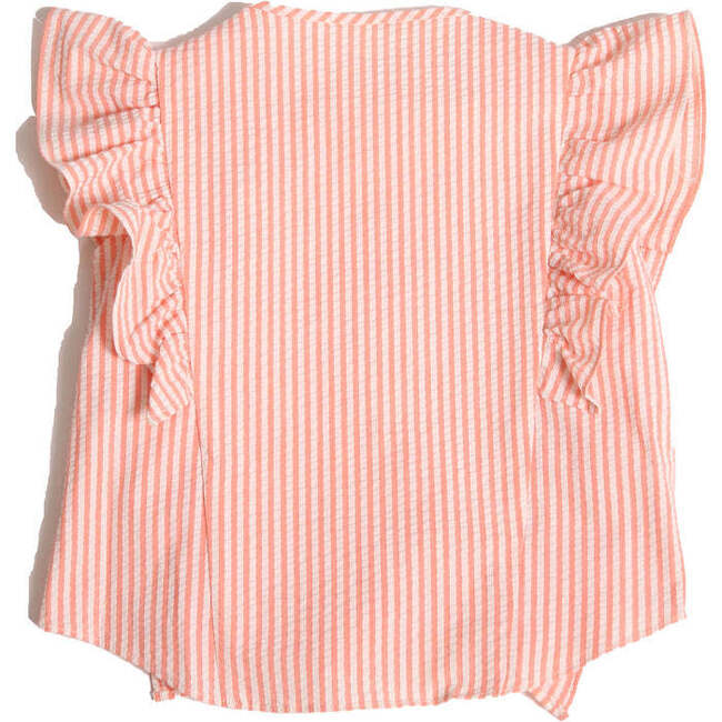 Baiana Ruffle Shell Seersucker Blouse, Cone - Blouses - 3