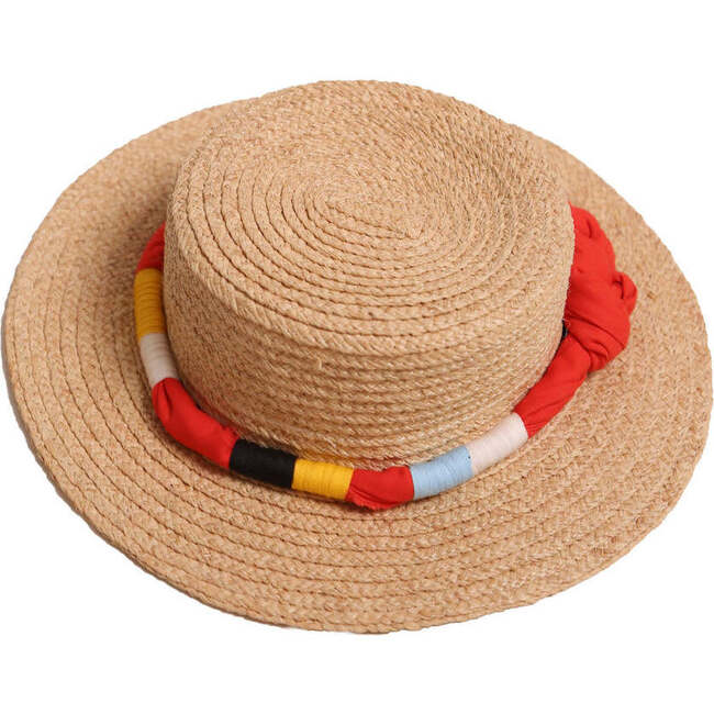 Picnic Straw Boater Hat With Knotted Ribbon, Stop