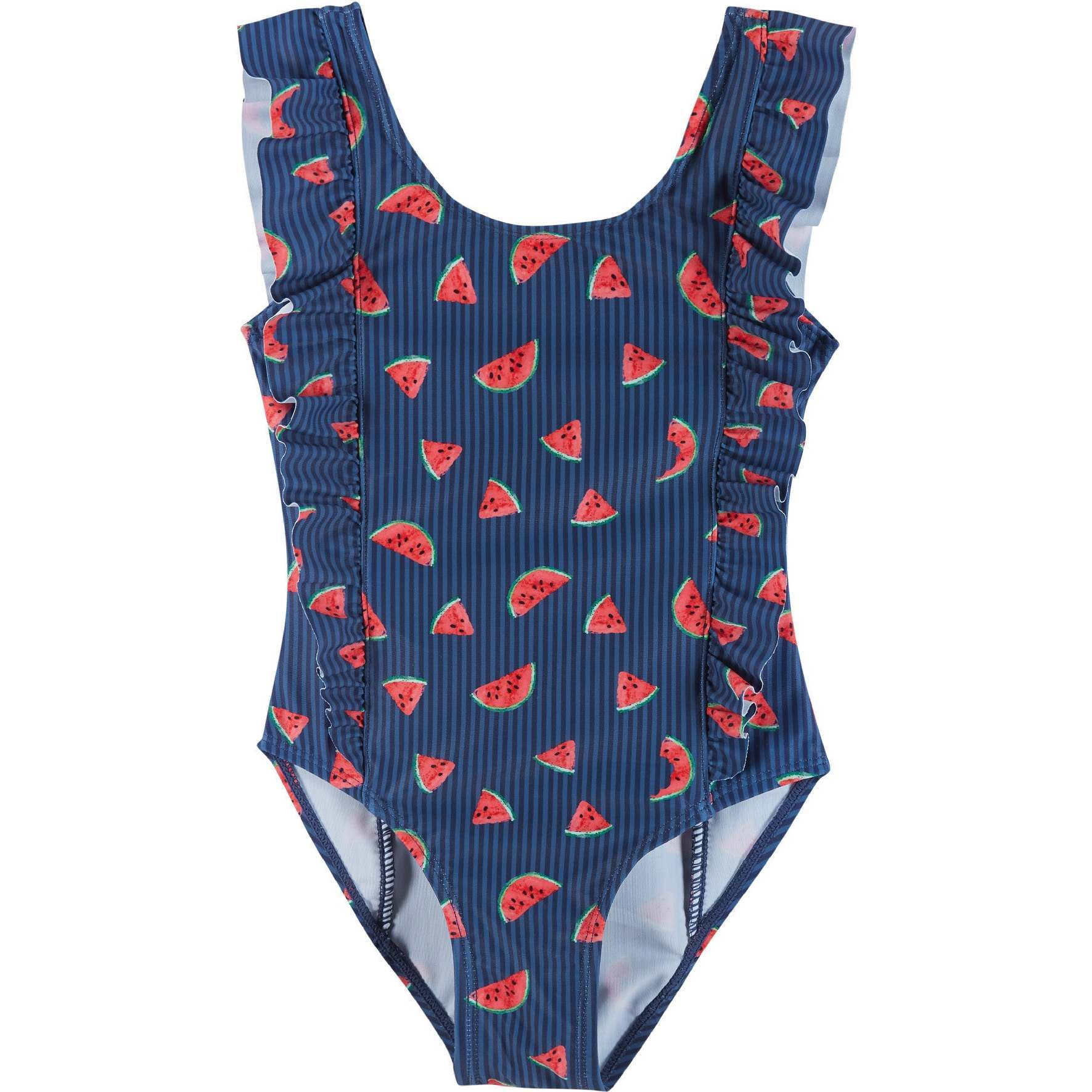 Watermelon One-Piece Swim Suit, Blue - One Pieces - 1