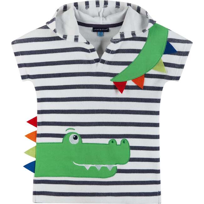Striped Croc French Terry Cover-Up, Navy And White Stripe