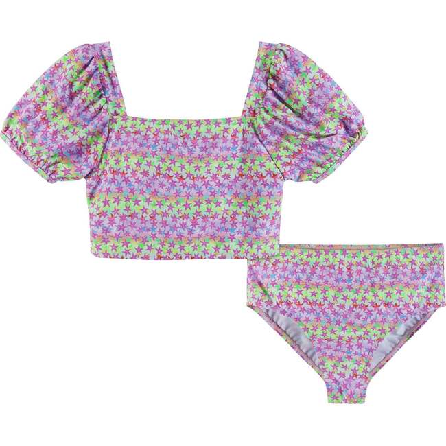 Tween Purple Star Fish Bikini, Rainbow - Two Pieces - 1