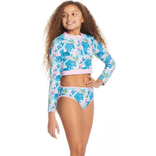 Tween Tropical Rashguard Set, Green - Rash Guards - 2