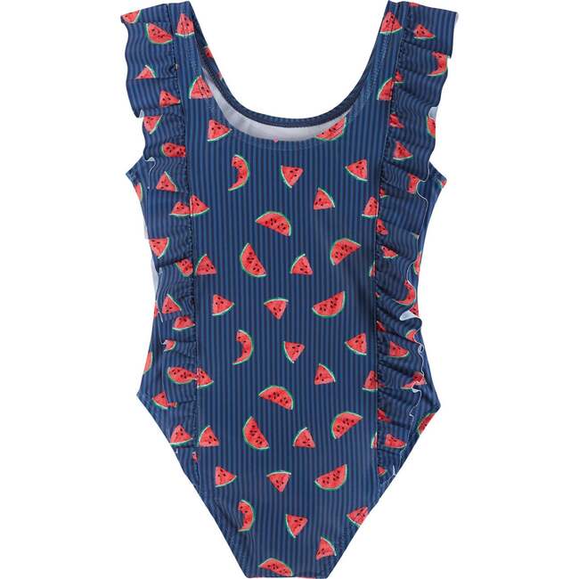 Watermelon One-Piece Swim Suit, Blue - One Pieces - 3