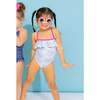 Tie-Dye Dotted Ruffle One-Piece Swim Suit, Aqua - One Pieces - 3