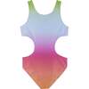 Tween Multicolor Tie-Dye One-Piece Swim Suit, Orange - One Pieces - 4