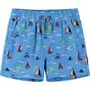 Stretch Sailboat Shark Board Short, Blue - Swim Trunks - 1 - thumbnail