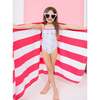 Tie-Dye Dotted Ruffle One-Piece Swim Suit, Aqua - One Pieces - 5
