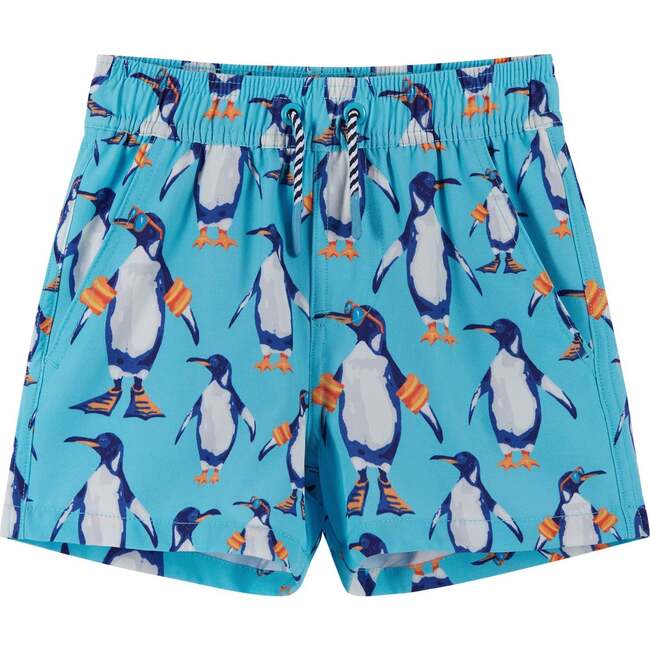 Stretch Penguin With Floaties Boardshort, Blue