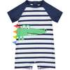 Stripe Croc Swim Romper, Navy And White Stripe - Mixed Apparel Set - 3